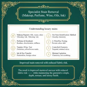 Specialist Stain Removal (Makeup, Perfume, Wine, Oils, Ink)